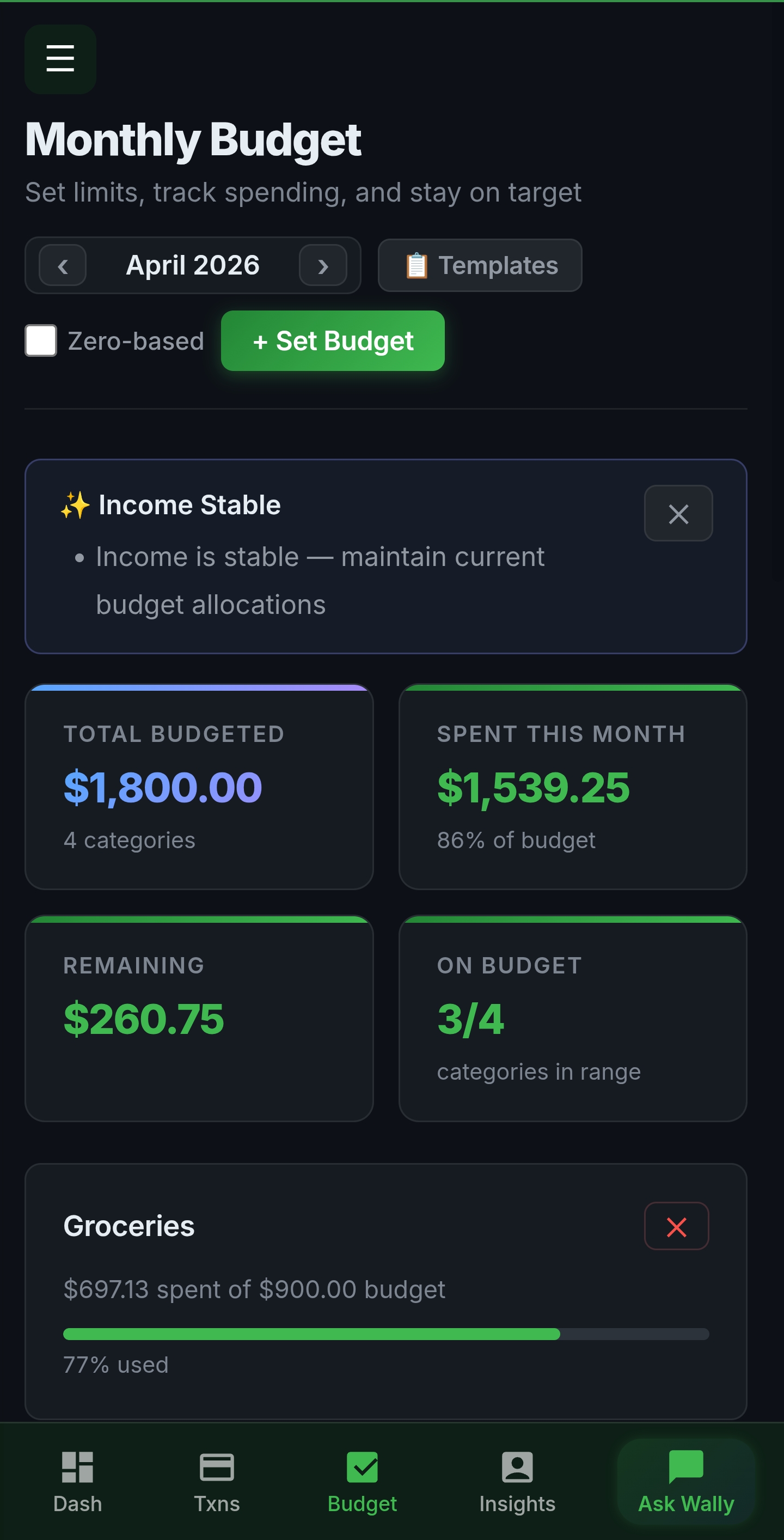 Walify budget tracker